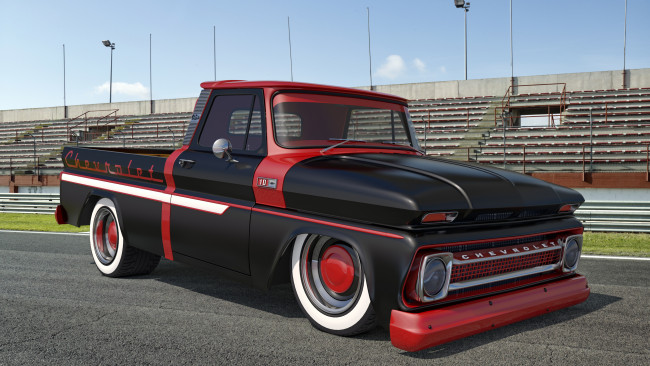 Обои картинки фото автомобили, 3д, 1965, chevrolet, c10, pickup