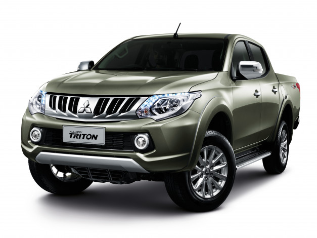 Обои картинки фото автомобили, mitsubishi, triton, double, cab, th-spec, 2015г, зеленый