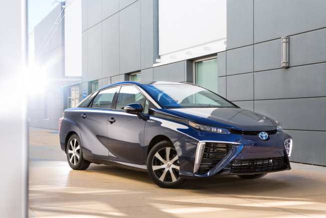 Обои картинки фото автомобили, toyota, 2016г, fcv, us-spec, синий