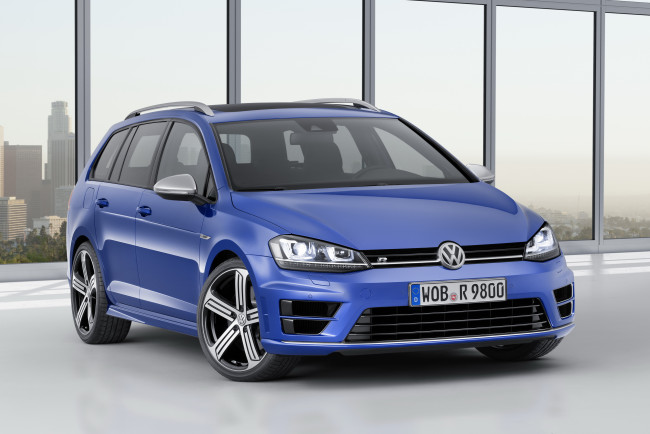 Обои картинки фото автомобили, volkswagen, golf, r, estate, typ, 5g, 2014г, синий