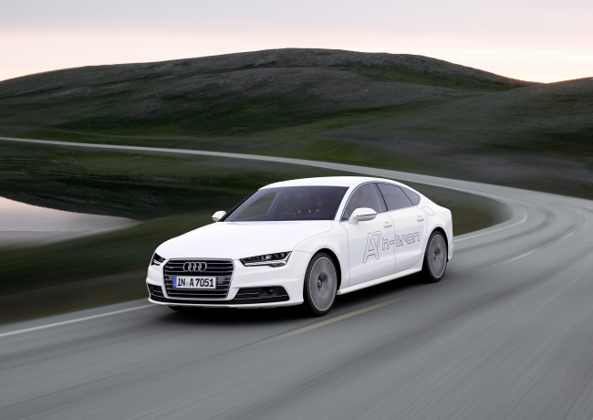 Обои картинки фото автомобили, audi, concept, светлый, 2014г, quattro, h-tron, sportback, a7