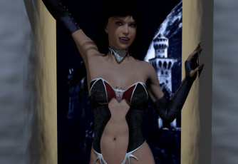 Картинка 3д+графика существа+ creatures девушка вампир фон взгляд