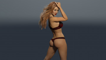 Картинка 3д+графика люди+ people рыжая фон взгляд девушка