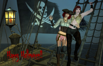 Картинка 3д+графика праздники+ holidays корсыры фон взгляд девушки