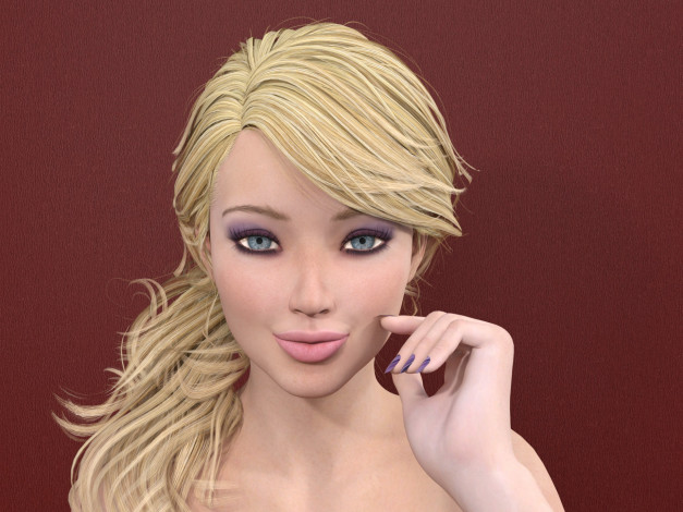 Обои картинки фото 3д графика, портрет , portraits, взгляд, девушка, блондинка, фон