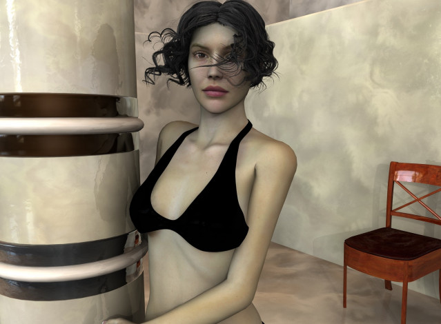 Обои картинки фото 3д графика, люди , people, фон, взгляд, девушка