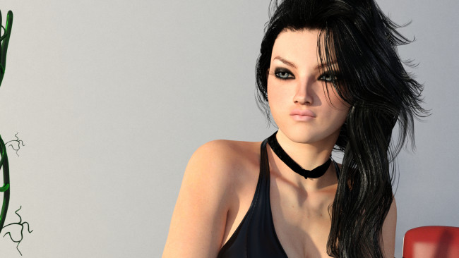 Обои картинки фото 3д графика, портрет , portraits, фон, взгляд, девушка