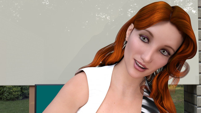 Обои картинки фото 3д графика, портрет , portraits, рыжая, фон, взгляд, девушка