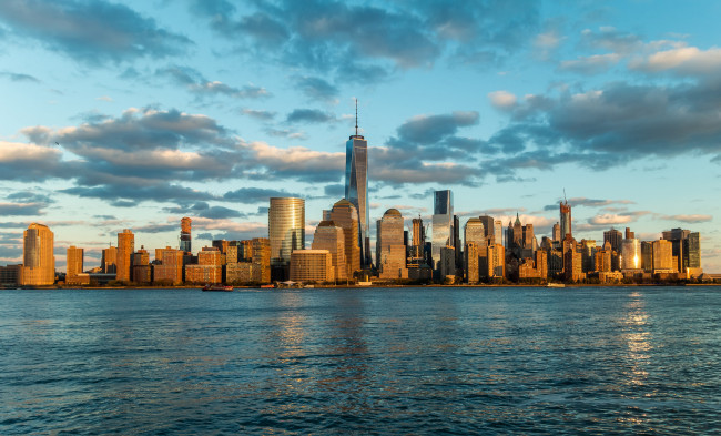Обои картинки фото manhattan, города, нью-йорк , сша, небоскребы, залив