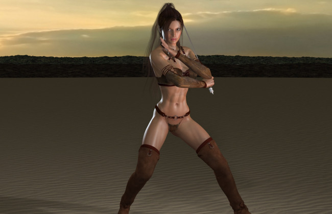 Обои картинки фото 3д графика, амазонки , amazon, девушка, взгляд, фон, оружие