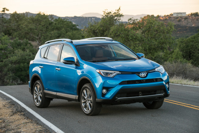 Обои картинки фото автомобили, toyota, us-spec, hybrid, rav4, синий, 2016г