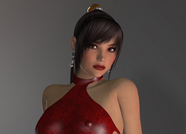 Обои картинки фото 3д графика, портрет , portraits, взгляд, фон, девушка