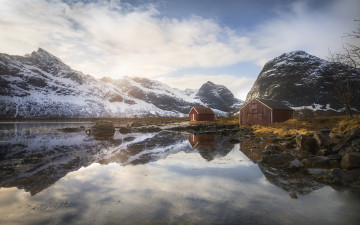 Картинка природа горы домики