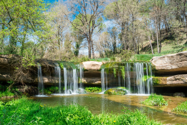 Обои картинки фото природа, водопады, водопад, река, лес