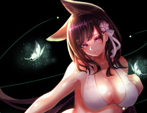 Картинка аниме животные +существа девушка