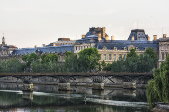 Картинка river+seine+and+louvre города париж+ франция простор