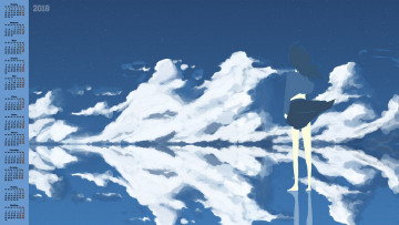 Картинка календари аниме 2018 девушка отражение