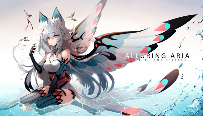 Обои картинки фото аниме, животные,  существа, девушка