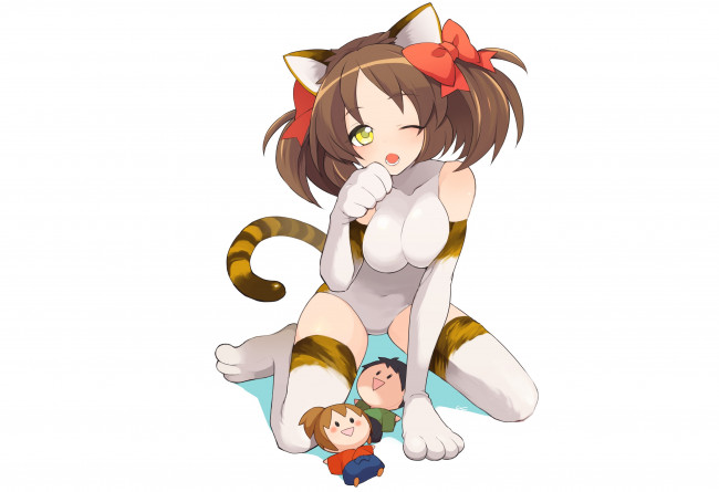 Обои картинки фото аниме, животные,  существа, девочка