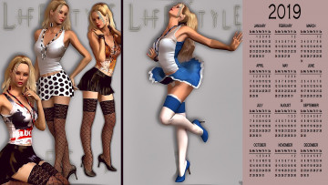 Картинка календари 3д-графика девушка