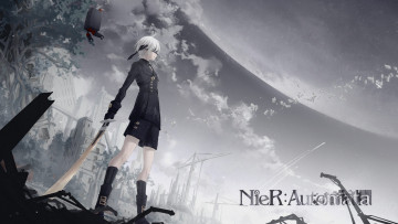 Картинка видео+игры nier +automata парень луна