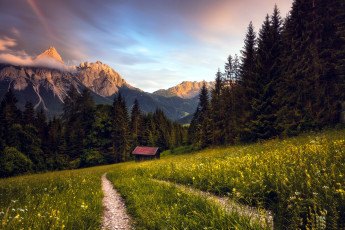 Картинка природа дороги горы луг трава дорога