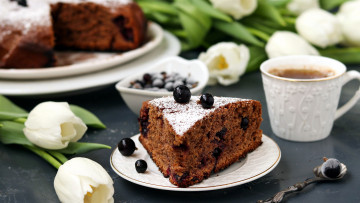 Картинка еда пироги тюльпаны пирог кофе