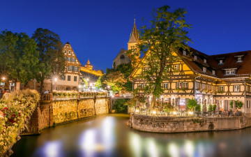 Картинка esslingen+am+neckar baden-wurttemberg germany города -+огни+ночного+города esslingen am neckar