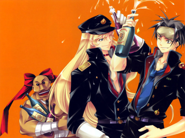 Обои картинки фото видео игры, absolute obedience, галлахер, бутылки, киа, луиз, праздник, бант