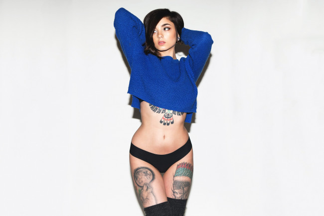 Обои картинки фото taylor white, девушки, -unsort , брюнетки, темноволосые, taylor, white, девушка, модель, брюнетка, красотка, макияж, взгляд, татуировка, тату, поза