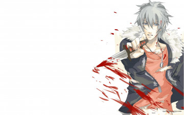 Картинка togainu+no+chi аниме парень кровь кинжал куртка