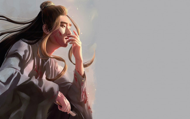 Обои картинки фото рисованное, кино,  мультфильмы, не, хуайсан, веер, кровь