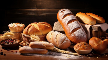 Картинка еда хлеб +выпечка колосья багеты булки