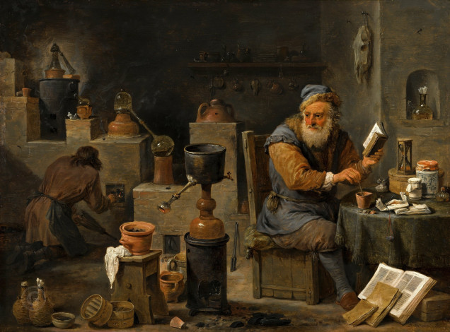 Обои картинки фото david teniers the younger, рисованное, живопись, дэвид, тенирс, младший, david, teniers, the, younger, алхимик, oколо, королевская, галерея, маурицхeйс