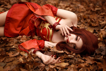 Картинка девушки tenletters образ косплей наряд костюм листья осень