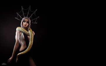 обоя девушки, valery himera , lera himera, блондинка, паутина, змея, наряд