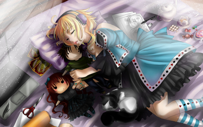 Обои картинки фото аниме, headphones, instrumental