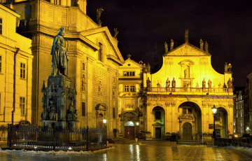 Картинка Чехия прага города ночь огни дома улица