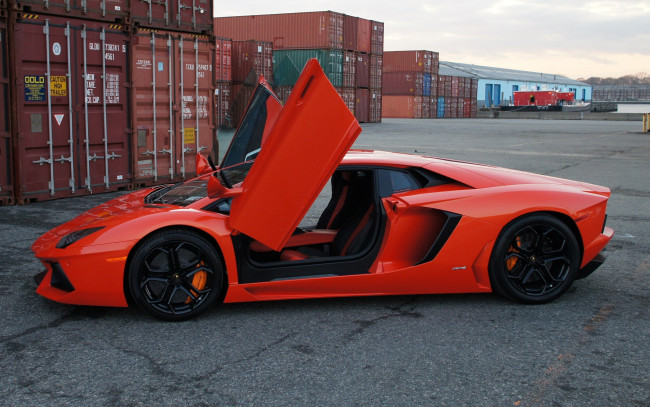 Обои картинки фото автомобили, lamborghini, aventador, lp700-4, orange, ламборгини