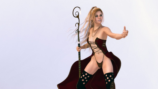 Обои картинки фото 3д графика, fantasy , фантазия, девушка, шест