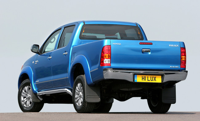 Обои картинки фото автомобили, toyota, cab, double, uk-spec, синий, hilux