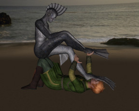 Картинка 3д+графика фантазия+ fantasy парень существо фон взгляд