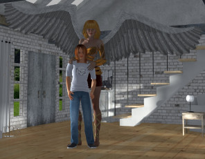 Картинка 3д+графика ангел+ angel фон взгляд девушки ангел