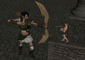 Картинка 3д+графика эльфы+ elves оружие фон взгляд эльфийка