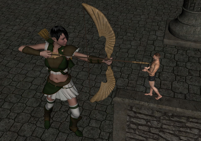 Обои картинки фото 3д графика, эльфы , elves, оружие, фон, взгляд, эльфийка