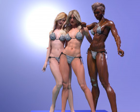 Картинка 3д+графика люди+ people девушки взгляд фон