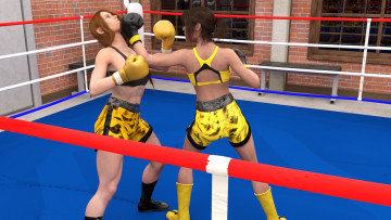 Картинка 3д+графика спорт+ sport девушки взгляд фон ринг бокс