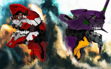 Картинка аниме evangelion монстр робот eva меха