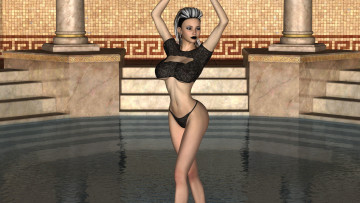 Картинка 3д+графика люди+ people девушка фон бассейн