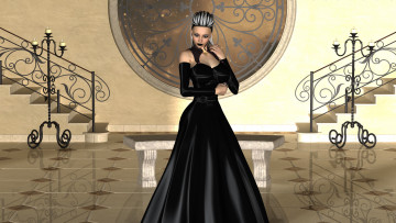 Картинка 3д+графика люди+ people девушка фон платье